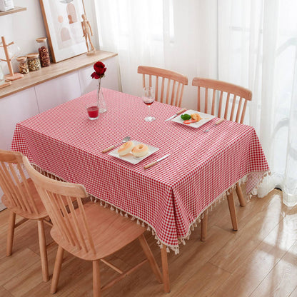 Pastoral Red and White Plaid Tablecloth Linen Cotton square Coffee Table Cloth Rectangular picnic tablecloth Tableware for Home