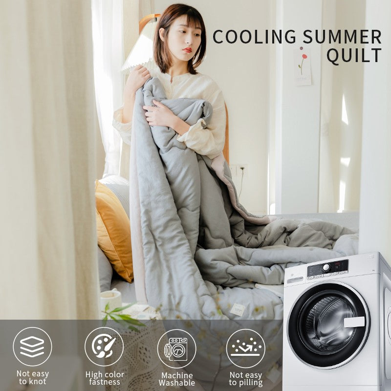 2025 novo edredom de verão japonês de poliéster e algodão acolchoado, toque macio, lavável, estilo luxo leve, cor sólida, peso leve
