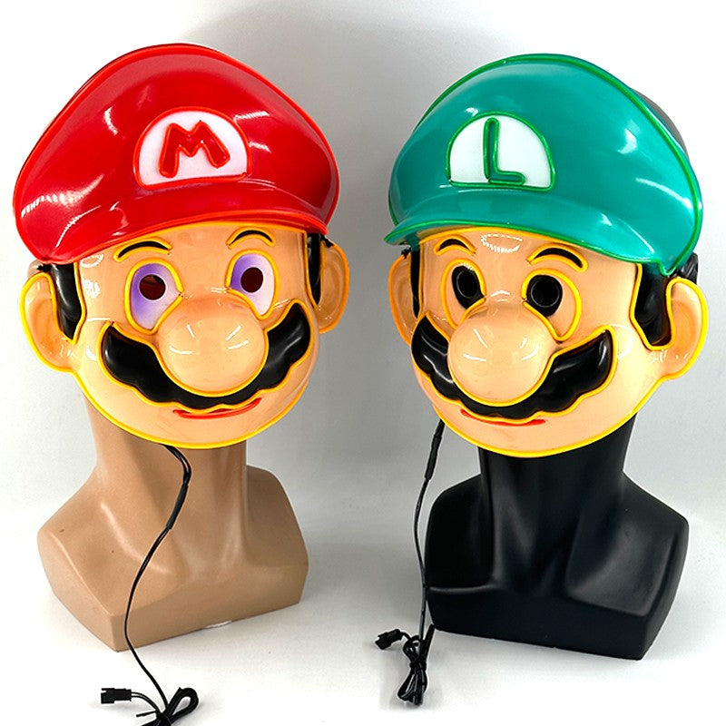 Funny Glowing Masquerade Disguise Mask Props Adult Kids Game Theme Cosplay Luminous Mask Carnival Neon Light Up Supplies