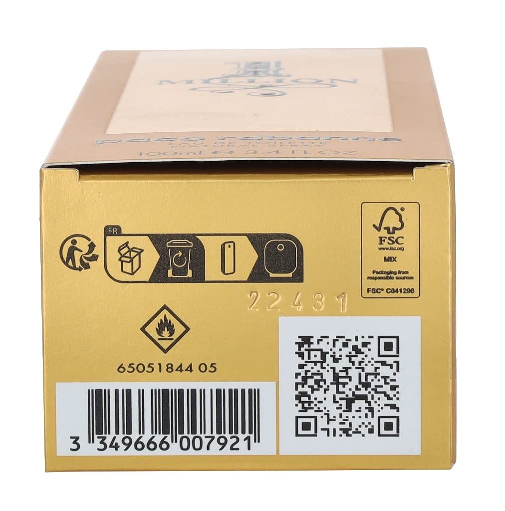 1 Million By Paco Rabanne For Men's Eau De Toilette TESTER 3.4 fl oz 100 ml Men's Cologne New in Box USA