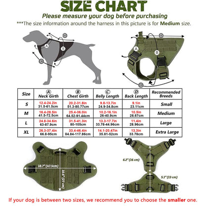 Coleira Peitoral Tática para Cães com Alça e Bolsas Molle para Cães de Porte Médio e Grande, Colete Militar de Treinamento para Pets, Coleira Ajustável para Cães de Serviço
