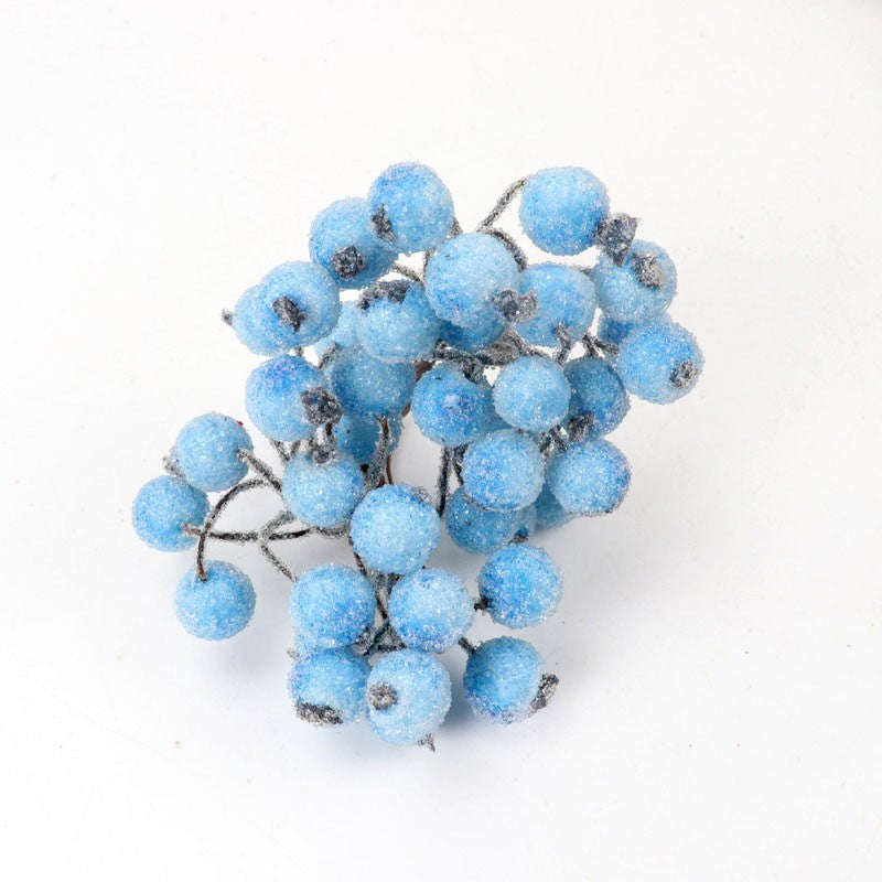 40pcs Mini Christmas Frosted Artificial Berry Vivid Red Holly Berries Wedding Party Decoration Artificial Flowers Home Decor