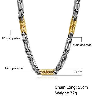 Colar Bicicleta Rock Punk HipHop 6mm Banhado a Ouro Joias Masculinas Femininas Corrente Bizantina de Aço Inoxidável Presentes