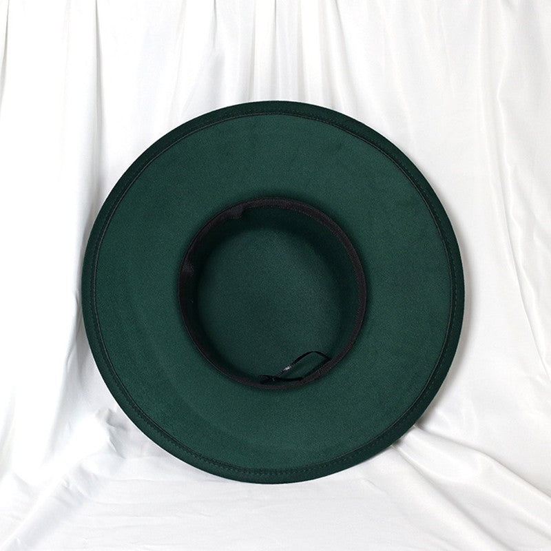 2022 new oversized edge flat top hat retro French felt hat outdoor sun hat women's big-brimmed fedora hat