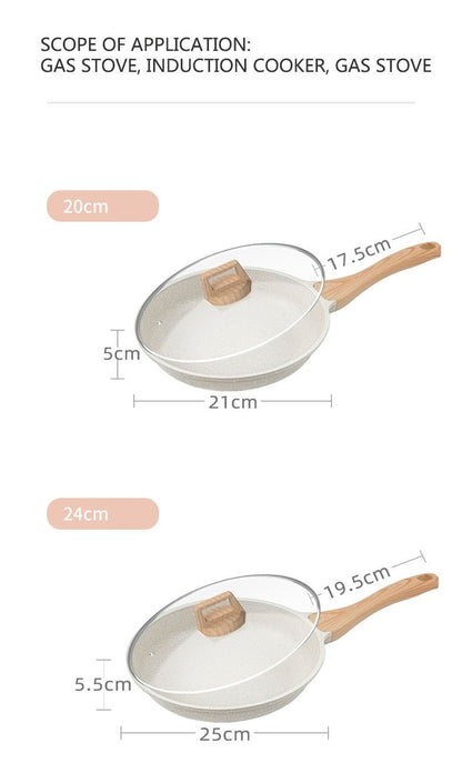 Panela Wok Antiaderente Frigideira Cerâmica Pedra Medicinal Fogão a Gás Indução Utensílios de Cozinha Universais Panela Antiaderente para Bife e Molhos