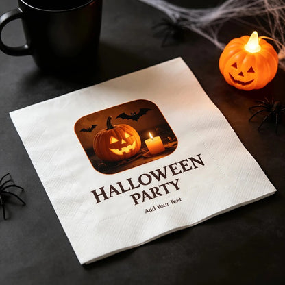 Hallowmas Custom Napkins Logo Personalized Photo Text Cocktail 3-Ply Paper Napkins for Wedding Bar Baby Shower Birthday Party
