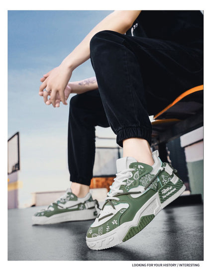 Men's thick soled casual shoes four season soft soled outdoor walking shoes student flat shoes youth fashion sports board shoes