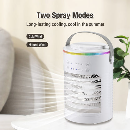 Ar Condicionado Portátil Ventilador de Mesa Spray Duplo Atomização Ultrassônica 3/4 Velocidades Silencioso Refrigerador de Ar Luz Noturna Ventilador Elétrico Doméstico