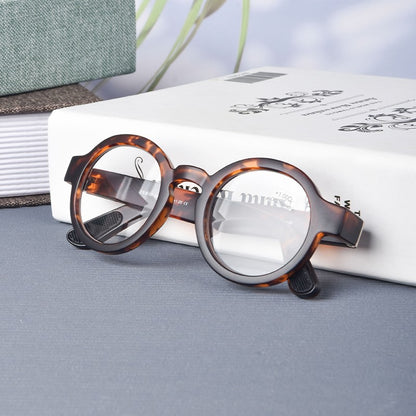 Guanhao Brand Men Reading Glasses Vintage Round Frame Clear Elderly Glasses Thick Frame Large Frame Women's Presbyopia Glasses