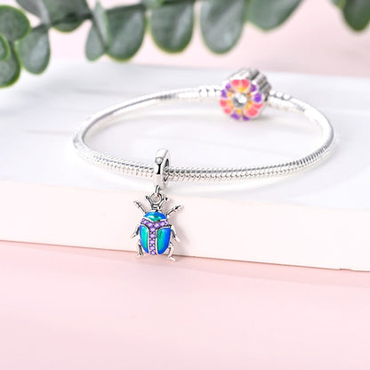 Pingente Charm Libélula Tema Primavera Prata Esterlina 925 Borboleta Flor Pendente Compatível com Bracelete Colar Joias DIY
