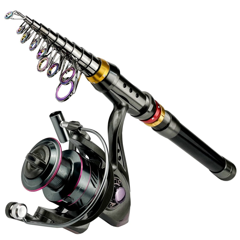 Vara de Pesca e Carretilha de Fibra de Carbono 1.8-3.6m Super Dura Vara de Pesca Telescópica Kit Carretilha de Spinning Resistência Máxima 3-8kg Pesca