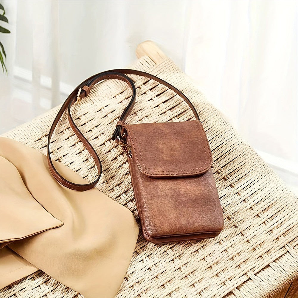 Fashionable and minimalist PU leather women's crossbody bag designer mobile phone bag change small bag women's single shoulder c