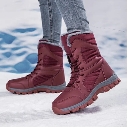Winter Women's Snow Boots High Top Hiking Boots for Women Winter Outdoor Walking Sneakers Waterproof Plush Warm Platform Boots