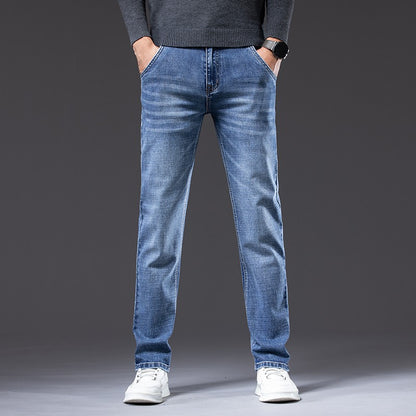 Autumn Winter New Business Men's Jeans Classic Fashion Stretch Washed Casual Denim Trousers Comfortable Straight Male pants