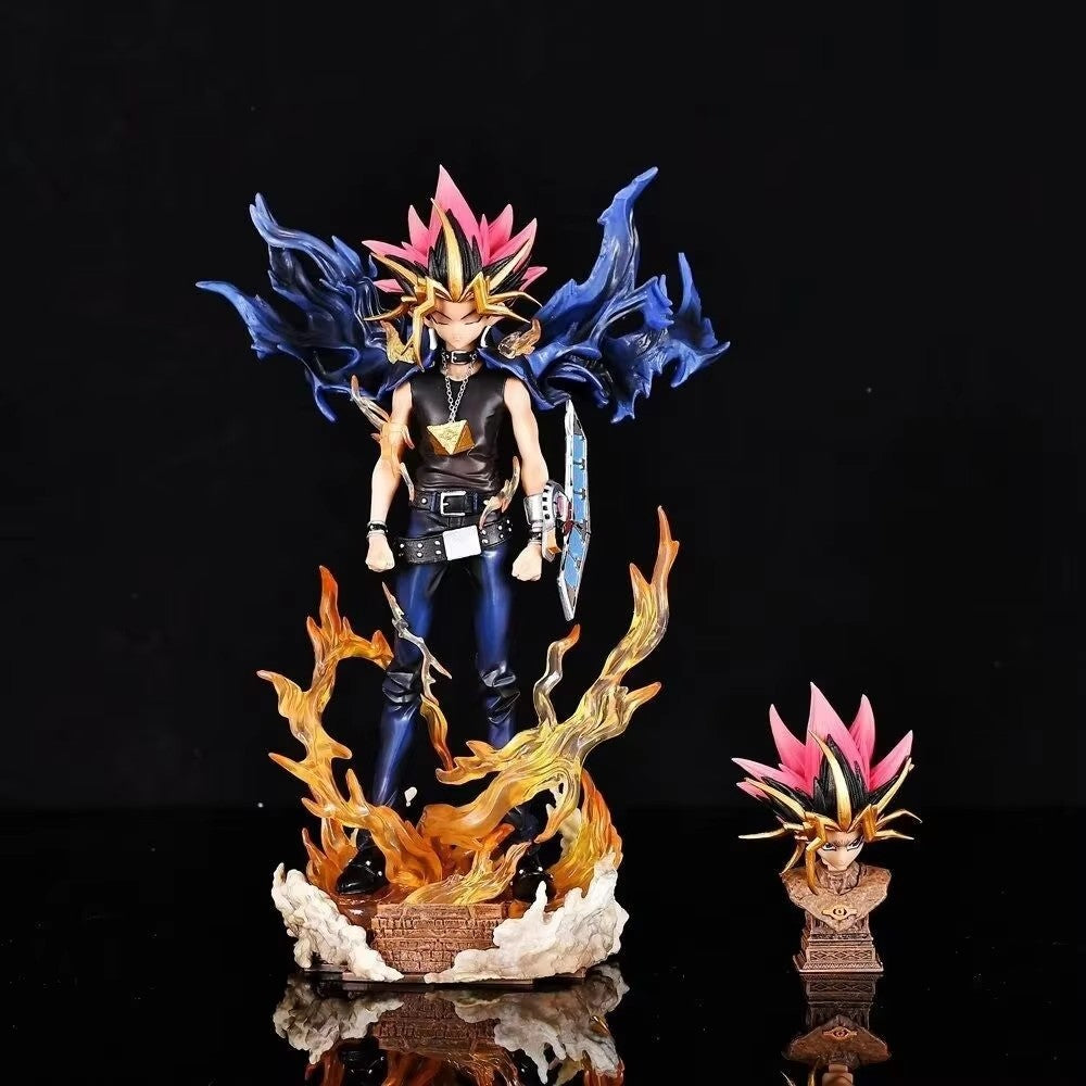 2025 28cm Anime Duel Monsters Anime Figure Gk Yugi Muto Doll 2 Heads Pvc Statue Model Collectible Decoration Toys Christmas Gift
