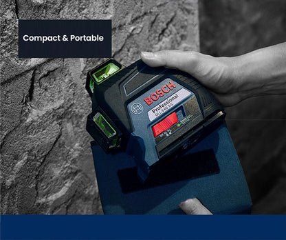 Nível a Laser Bosch GLL 3-60 XG 12 Linhas Verde Nível 3D Autonivelante 360 Horizontal e Vertical Cruz 30m Ferramenta de Medição Potente