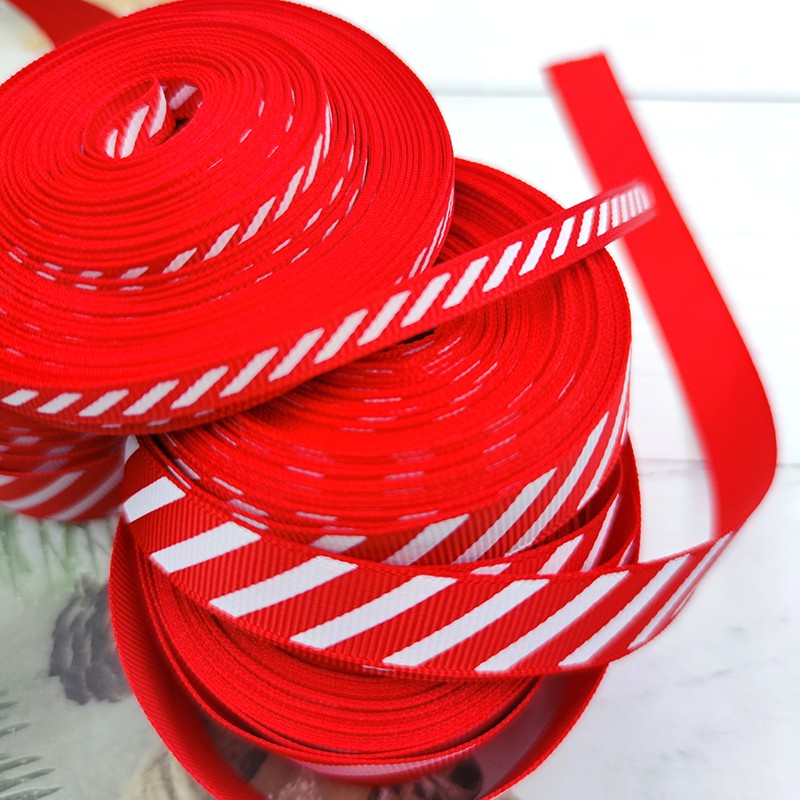 Diagonal Striped Thread Ribbon, 10 Yards Carnival Gift Box Packaging Ribbon for Holiday Scene Christmas Decoration