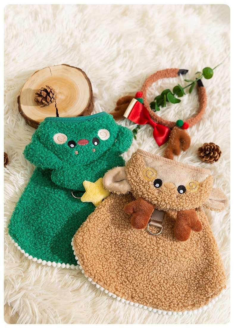 Roupas de Natal para Cães de Inverno Desenho Animado Vestido Médio e Grande Porte Golden Retriever Cão Grande Capa de Duas Pernas Vestido de Transformação
