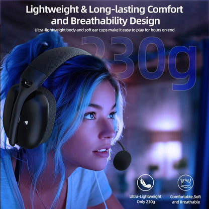 ATTACK SHARK L80PRO Low Latency Wireless Gaming Headset Tri-Mode Bluetooth Ultra-Light 40mm Drivers Headphone for PC PS5 Switch