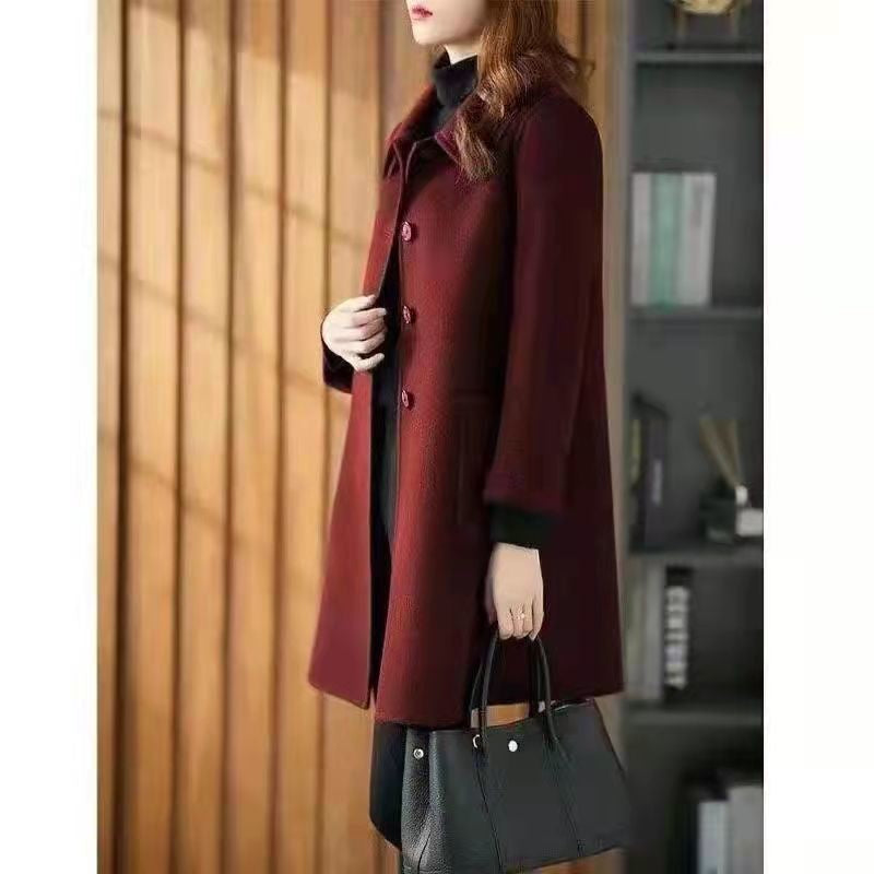 New Korean Mid-length Woolen Jacket for Women Loose Versatile Ins Fashion Coat