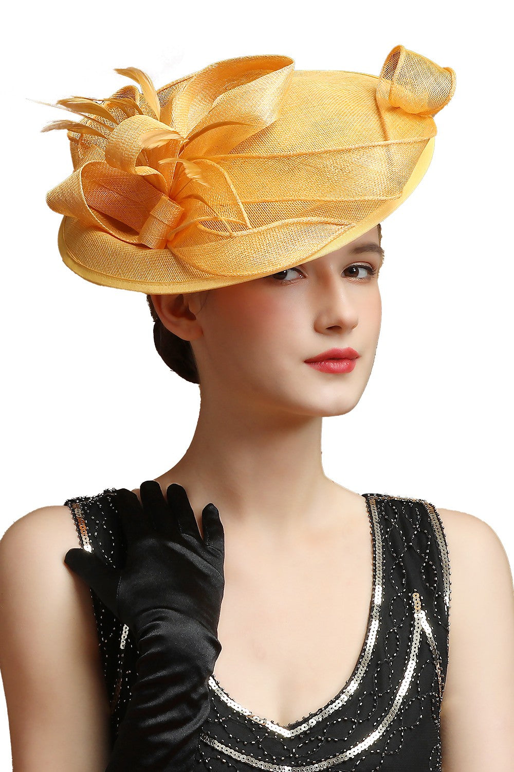 Grande Chapéu Fascinator Sinamay em Promoção Quente Chique Colorido Kentucky Derby Hat Chapéu de Chá com Flores Adorno de Cabeça Feminino Cartola Chapéu de Igreja