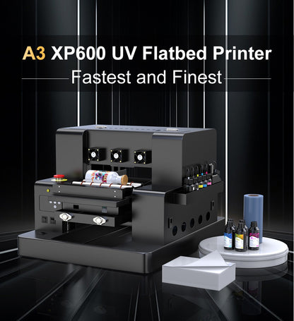A3 UV Printer XP600 UV Flatbed Printing Machine with Varnish A4 A3 UV DTF Printer For Pen Metal Wood Acrylic UV Sticker Printer