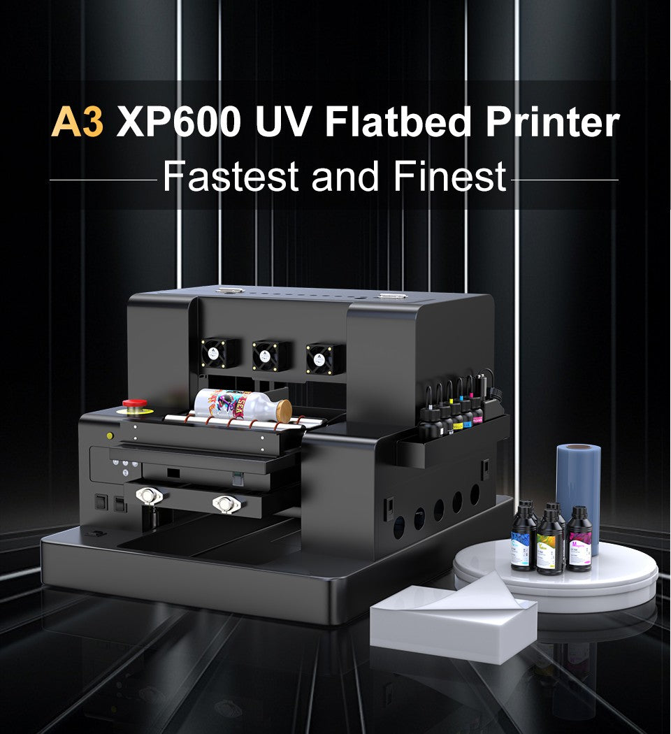 A3 UV Printer XP600 UV Flatbed Printing Machine with Varnish A4 A3 UV DTF Printer For Pen Metal Wood Acrylic UV Sticker Printer