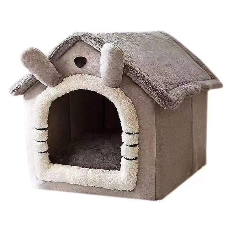 Cama Estilo Casa de Cachorro para Todas as Estações - Cama Removível Lavável para Cães Pequenos, Teddy, Gatos, Casa Quente de Inverno