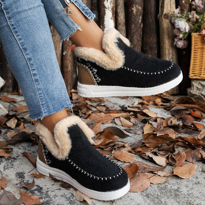2024 Hot Sale Women Shoes Sleeve Women's Boots Winter Round Toe Plush Fleece for Warmth Short Barrel Flat Large Size Snow Boots