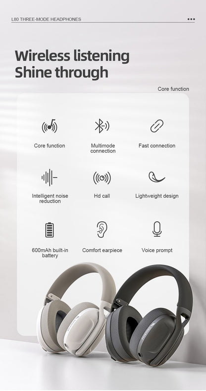 SMAILWOLF L80 Bluetooth wireless wired three-mode gaming headset laptop home lightweight headset with microphone