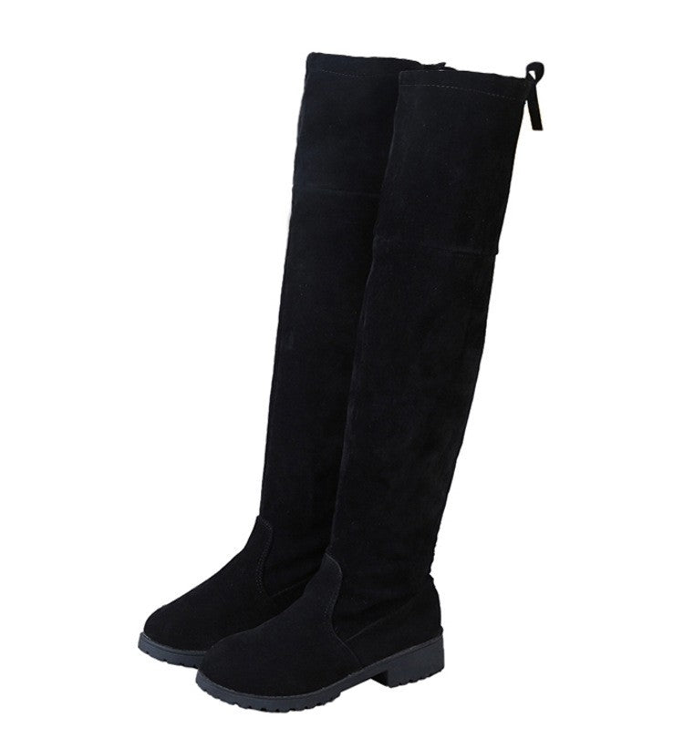 Winter women new knee high boots Outdoor suede antislip shoe Roundtoe casual elastic boot Comfortable fashion ladies shoes Botas