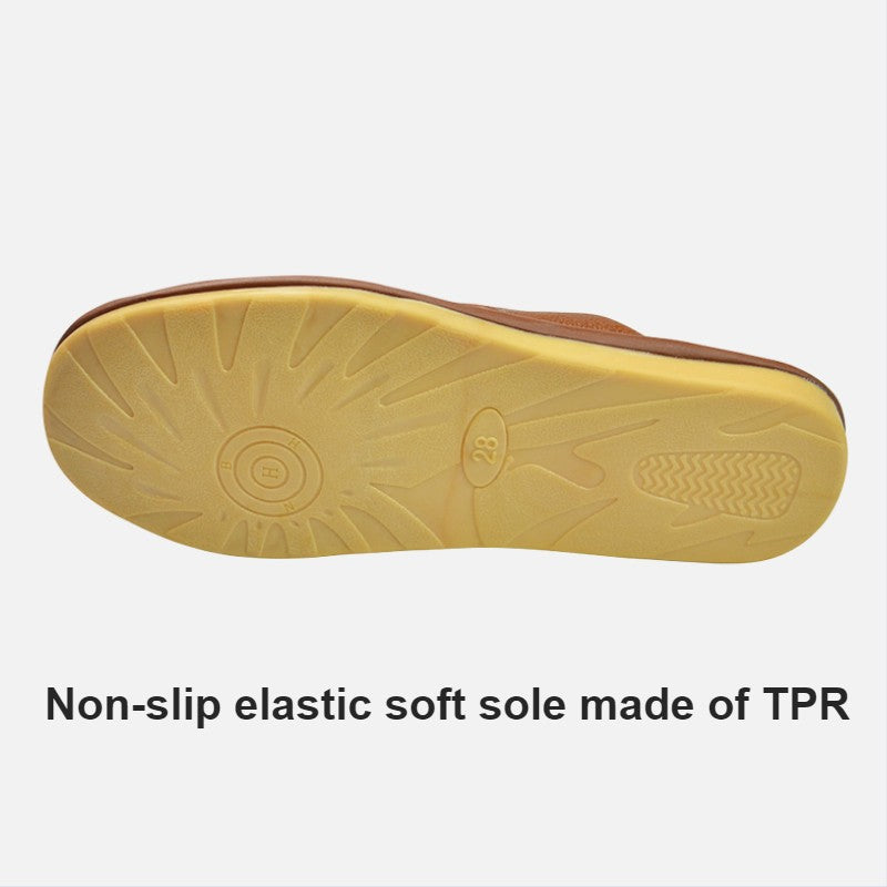 Genuine Cow Leather Slippers Homes in indoor slipper Spring Autumn summer men women elderly non-slip casual single Slides shoes