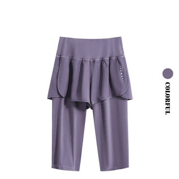 DRUR Knee Length Yoga Pants Summer 2 In 1 Gym Running Shorts Women High Waist Workout Leggings Yogawear Fitness Clothing New