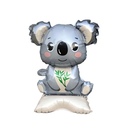 3/2PCS Jungle Animal Foil Balloons with Stand - Koala Elephant Fox for Birthday Wedding Carnival Theme Decorations