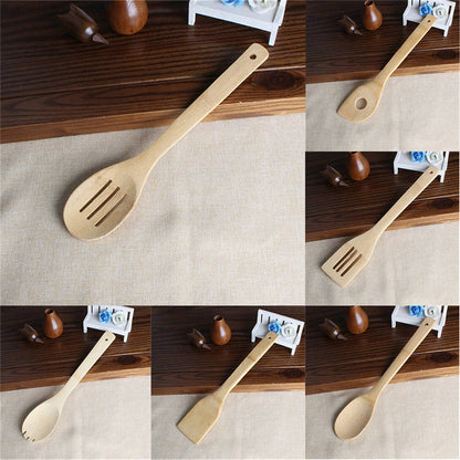 7 Piece  Bamboo Cooking Utensil Set Cooking Spoons And Spatulas Kitchen Tools For Nonstick Pan And Cookware Cooking Tools