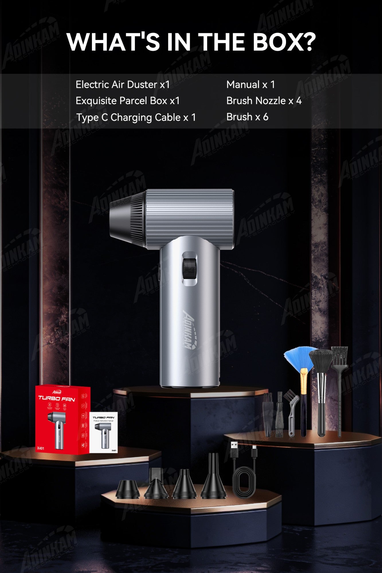 ADINKAM Upgraded Stepless High-Efficient Jet Fan Blower OEM-Style 500g Wind Pressure Super Power Car House PC Cleaning Tools