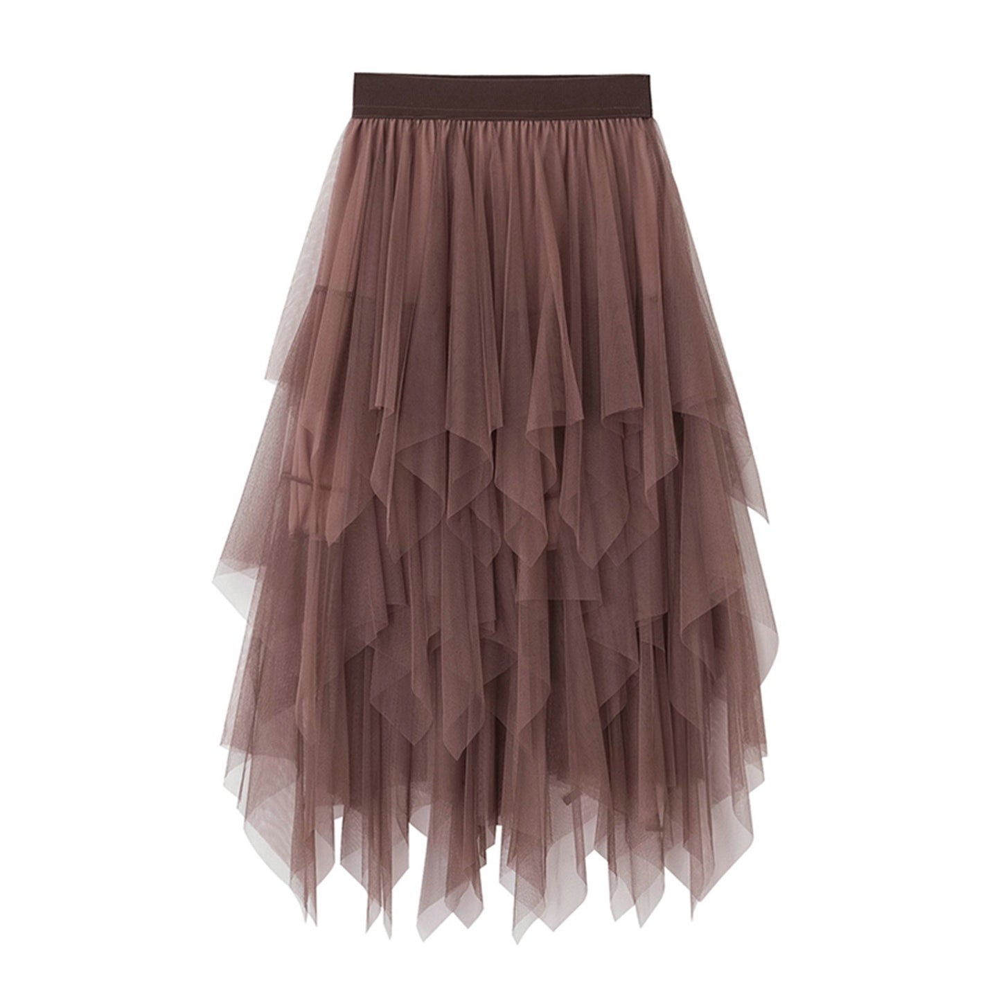 New Fairycore Lady ´s Fashionable Sexy Solid Color Mesh Skirt, Irregular Elastic Tulle Bubble Skirt, Daily Life and Vacation