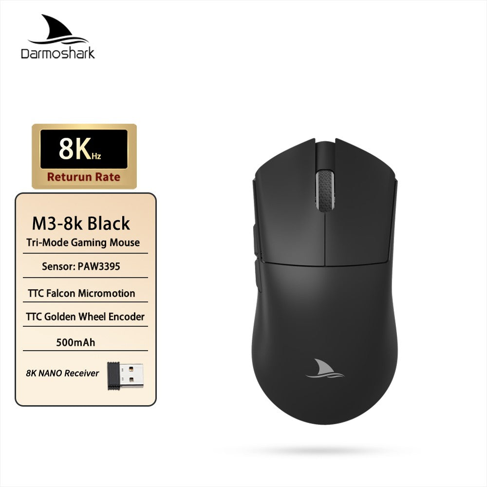 Darmoshark M3 V2 Gaming Mouse Double 8K Wireless Tri Mode 26KDPI PAW3395 Sensor Big Hand Game Macro Mouse For Computer Laptop PC