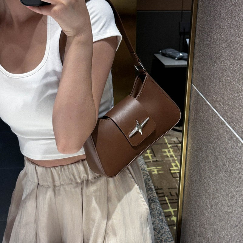 Silver Shoulder Bags for Women 2024 Classic Y2K Small Purse Glossy PU Leather Luxury Brand Female Underarm Handbags Daily Bag