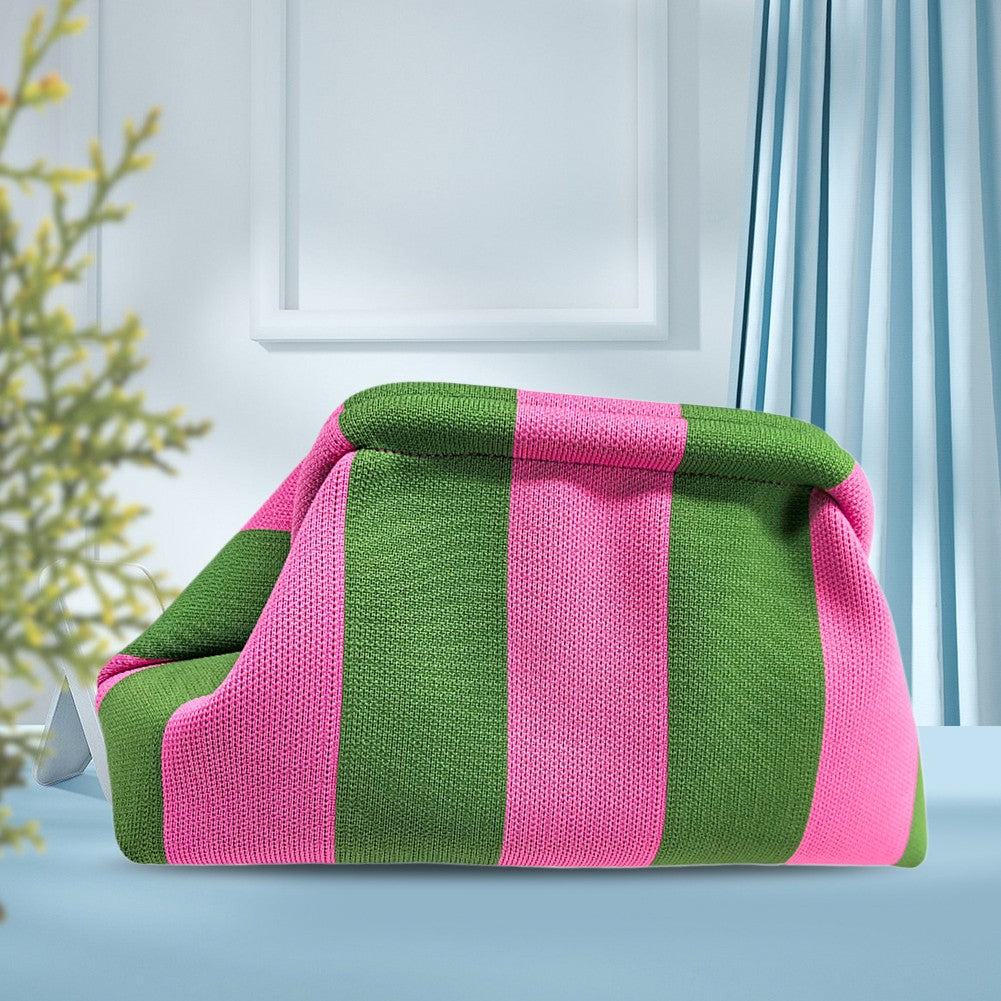 Women Small Crochet Handbag Contrast Color Cute Cloud Purse Casual Colorblock Bag Woven Bag for Female