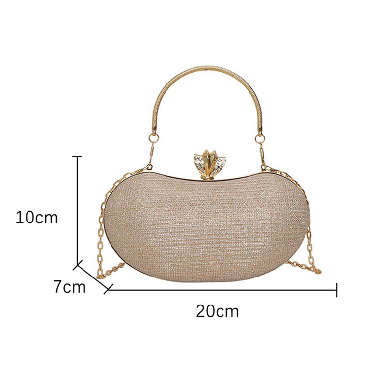Shiny Mini Evening Bag Rhinestone Chain Purse Luxury Glitter Metal Handel Chain Clutch Elegant Wedding Dress Party Banquet Bag
