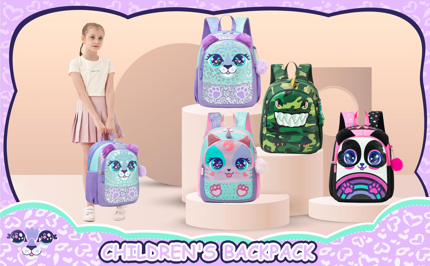 13‘’ Backpack for Girls Kindergarten Bag Sequins Kindergarten Primary School Backpack Girl School Bag