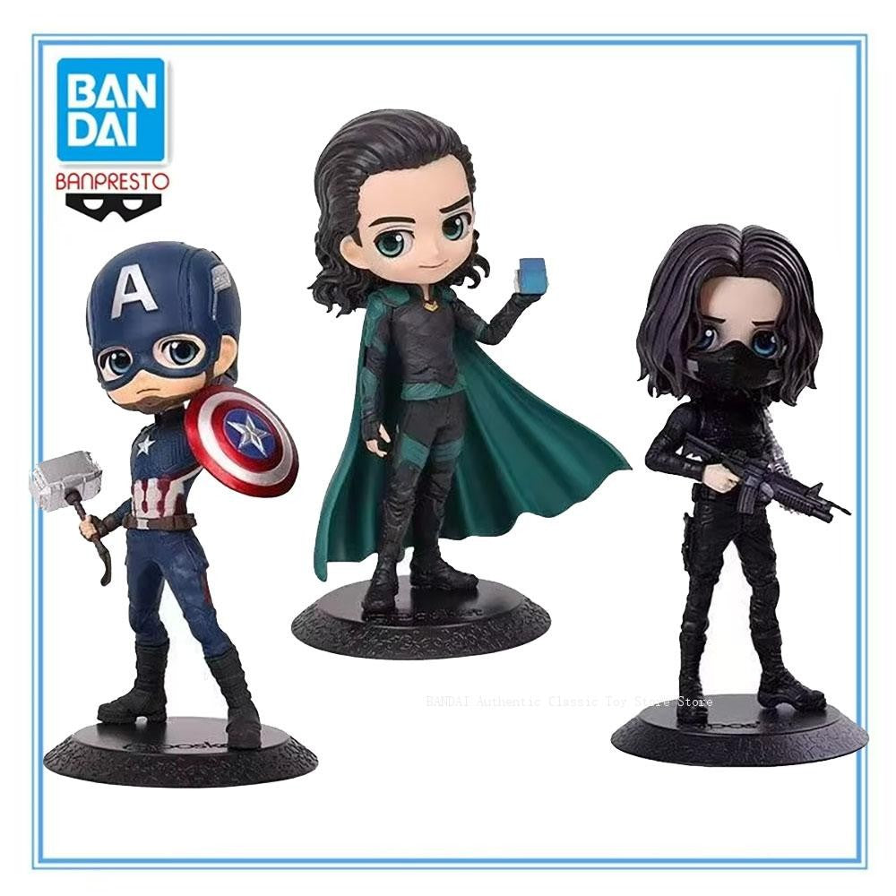 Bandai original Banpresto Qposket Vingadores Capitão América Thor Odinson Viúva Negra Bucky Barnes Thor Fine Collection Figuras