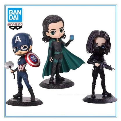 Bandai original Banpresto Qposket Vingadores Capitão América Thor Odinson Viúva Negra Bucky Barnes Thor Fine Collection Figuras