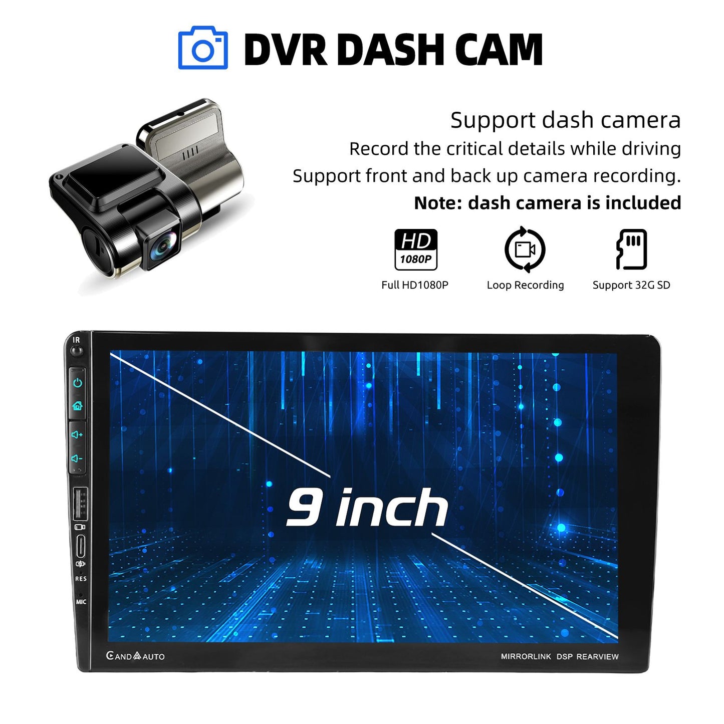 4+64G For Honda CR-V CRV 2007-2011 Android14 Carplay 9" Car Stereo Radio WiFi BT USB GPS Navigation IPS Touch Screen FM/RDS SWC