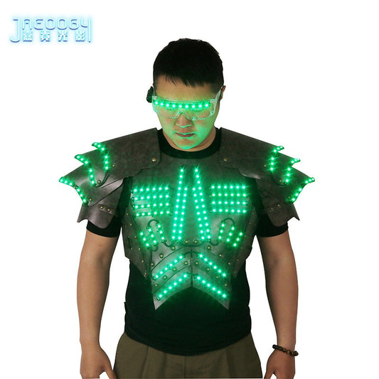 COSPLAY-Roupa LED Luminosa, Óculos Fluorescentes, Armadura de Palco, Show Noturno, Acessórios de Cenário para Festa