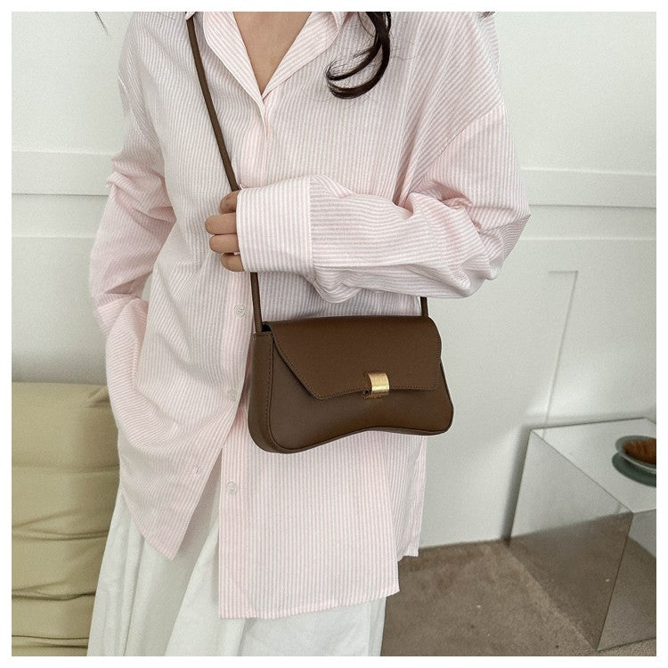 Simple Metal Buckle Handbag MessengerBag, Stylish and Versatile Shoulder Underarm Bag, Chic Baguette Bags for Women Daily Use