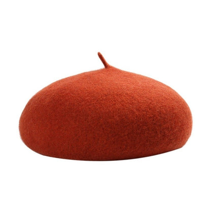 Boina Nuvem Feminina Confortável de Lã Pelúcia Quente Estilo Britânico Chapéu Gorro Cor Sólida Elástico Boina Feminina