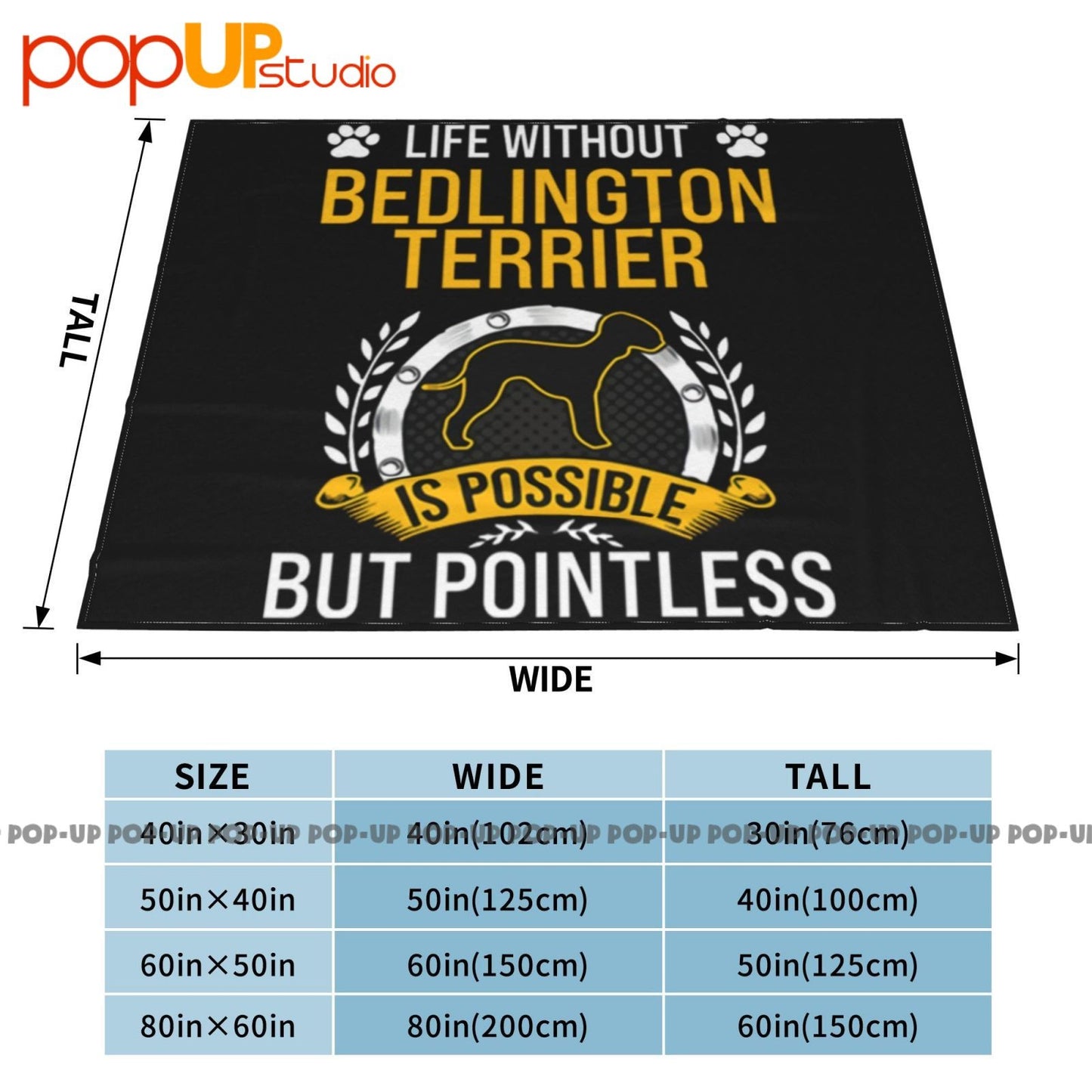 Cobertor Ultra-Macio De Inverno Para Sofá e Cama "A Vida Sem Um Bedlington Terrier Não Tem Sentido"