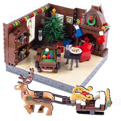Hot Christmas Animals Deer Building Blocks Farm Scene Zoo City View Elk Reindeer Sled Figures Sika Deer Bricks Girl Boy Toy Gift
